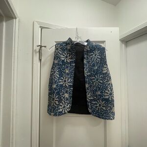 Blue and White Patterned Vest made in India